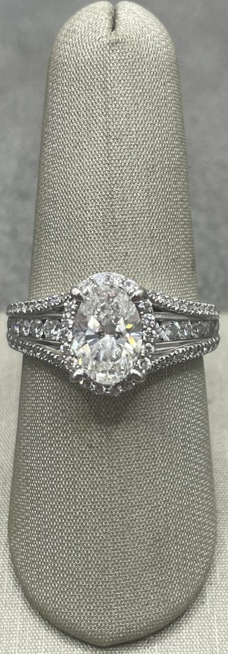 14K White Gold Lab Oval Diamond Ring (22278)